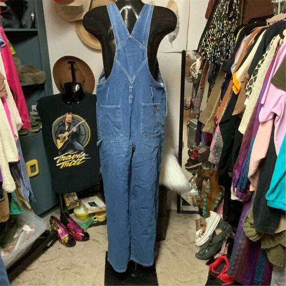 2444. Vintage No Boundaries Juniors Large Blue Denim Overalls - Picture 3 of 11